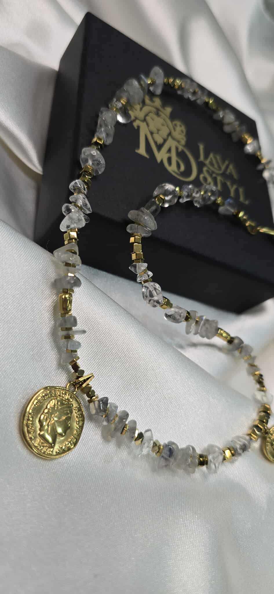 Náhrdelník Labradorite and Hematite Coin