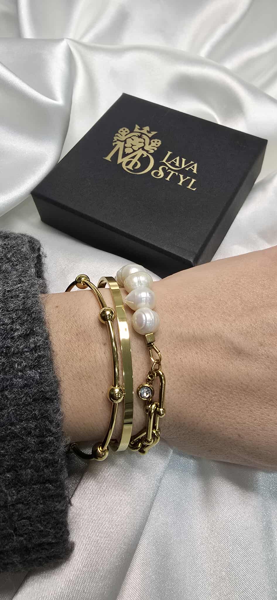 Duo Gold Pearl Bracelet