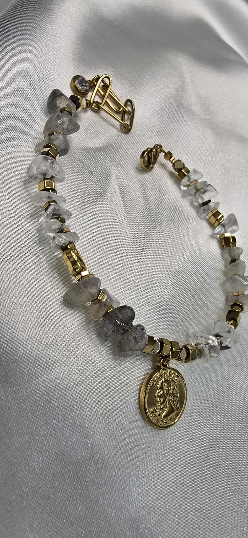 Náramok Labradorite and Hematite Coin Charm