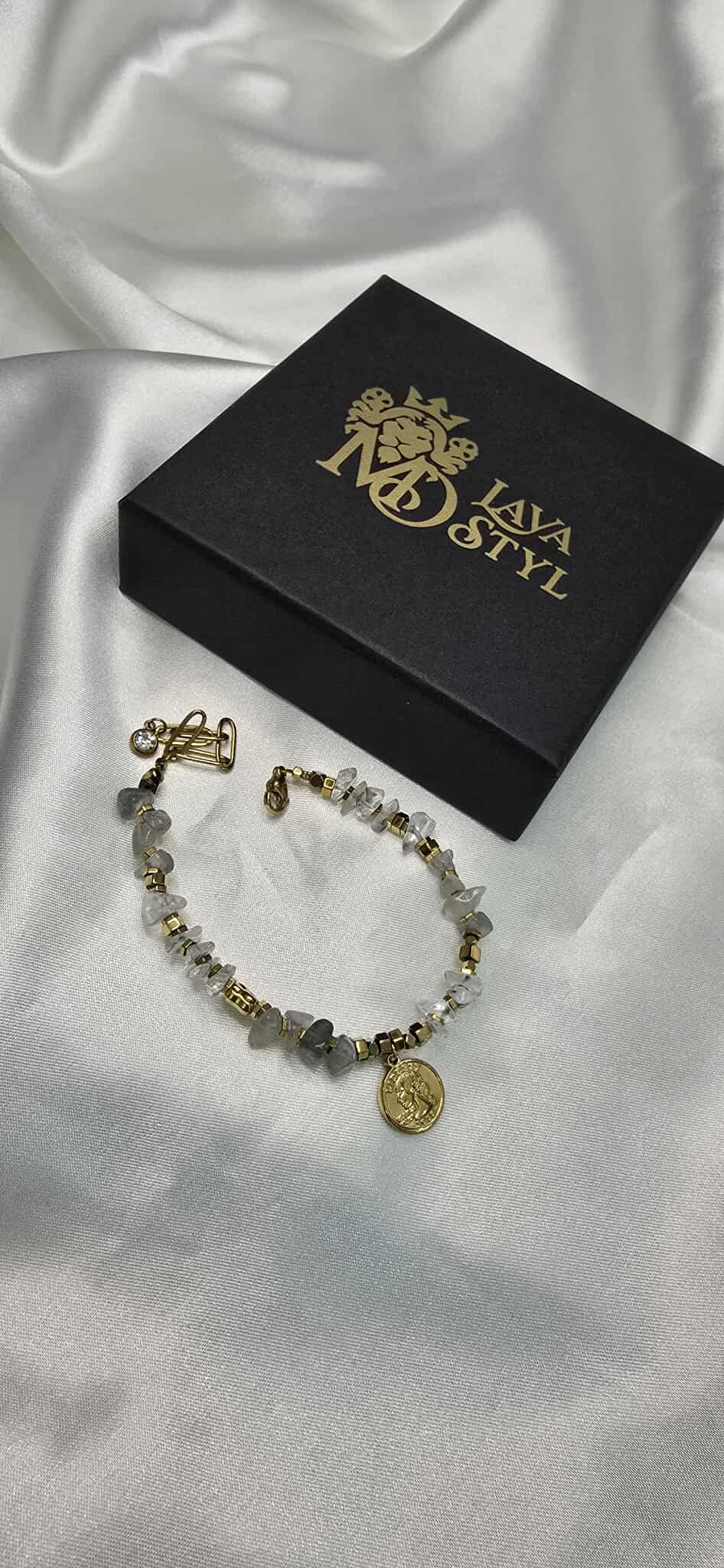 Náramok Labradorite and Hematite Coin Charm