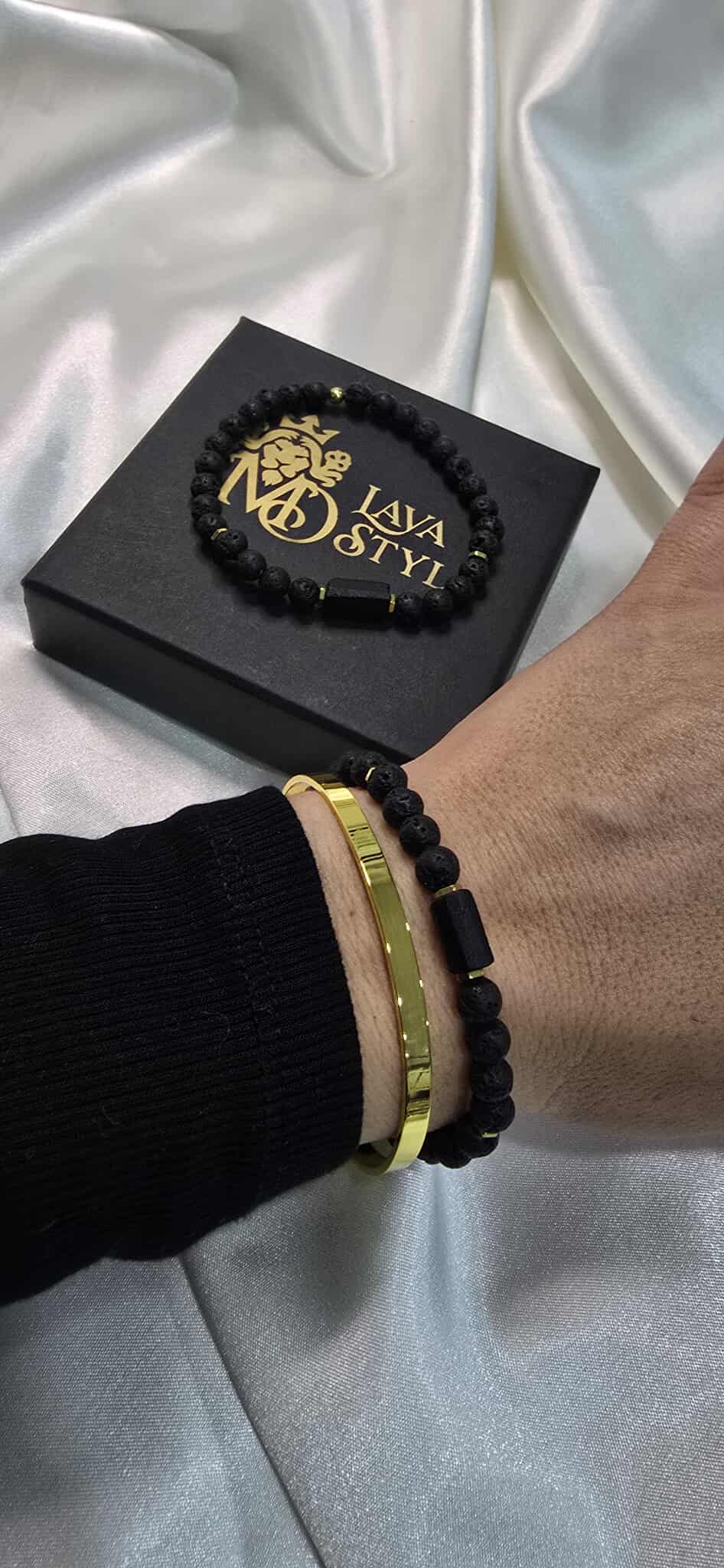 Lava Stone & Tourmaline – partnerský náramok