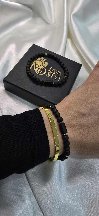 Lava Stone & Tourmaline – partnerský náramok