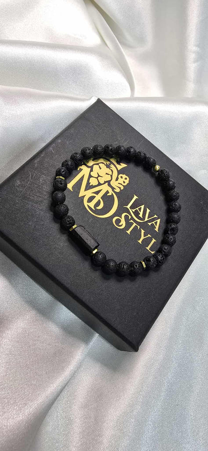 Lava Stone & Tourmaline – partnerský náramok