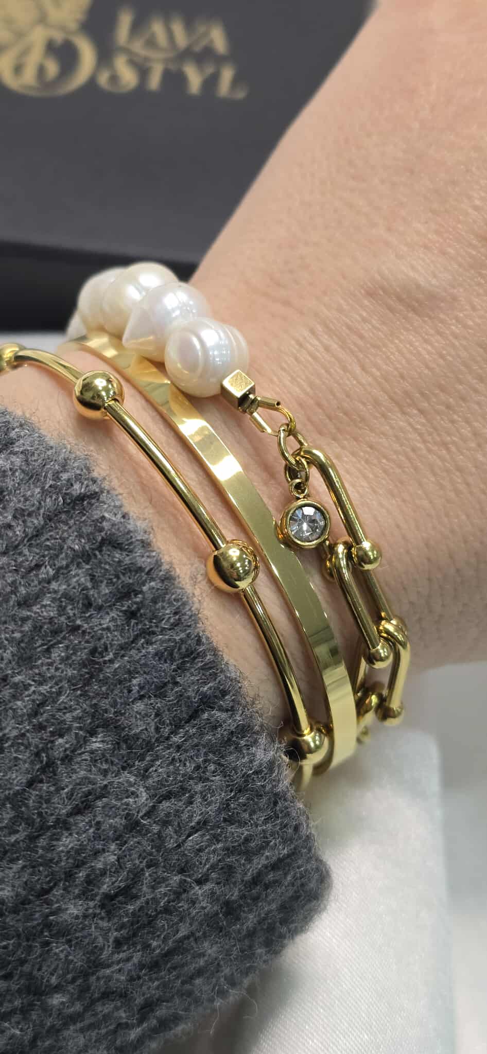 Duo Gold Pearl Bracelet