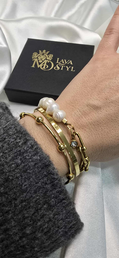 Duo Gold Pearl Bracelet