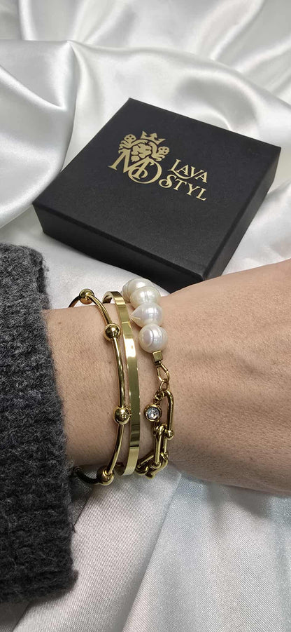 Duo Gold Pearl Bracelet