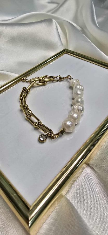 Duo Gold Pearl Bracelet