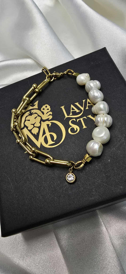 Duo Gold Pearl Bracelet
