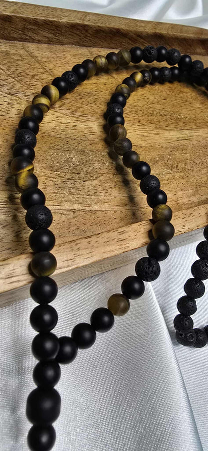 Tiger Veil Slim – pánsky minerálový náhrdelník 6 mm