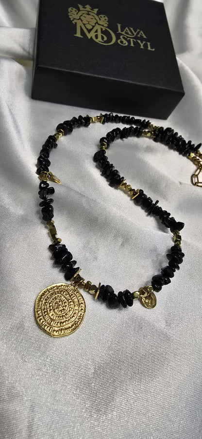 Dámsky minerálny náhrdelník Turmalín – Keltská minca