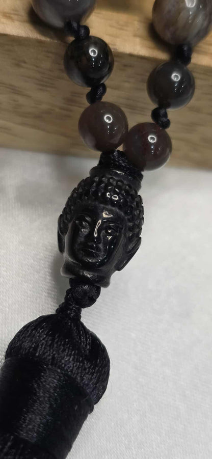 Minerálny náhrdelník Skamenené drevo – Buddha