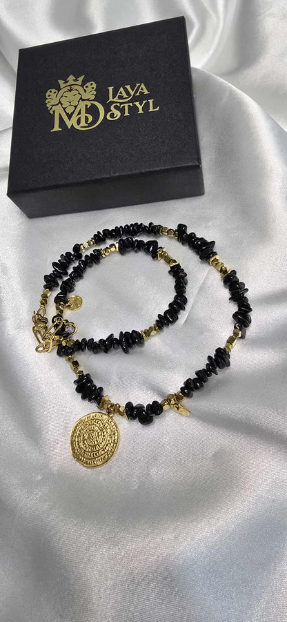 Dámsky minerálny náhrdelník Turmalín – Keltská minca