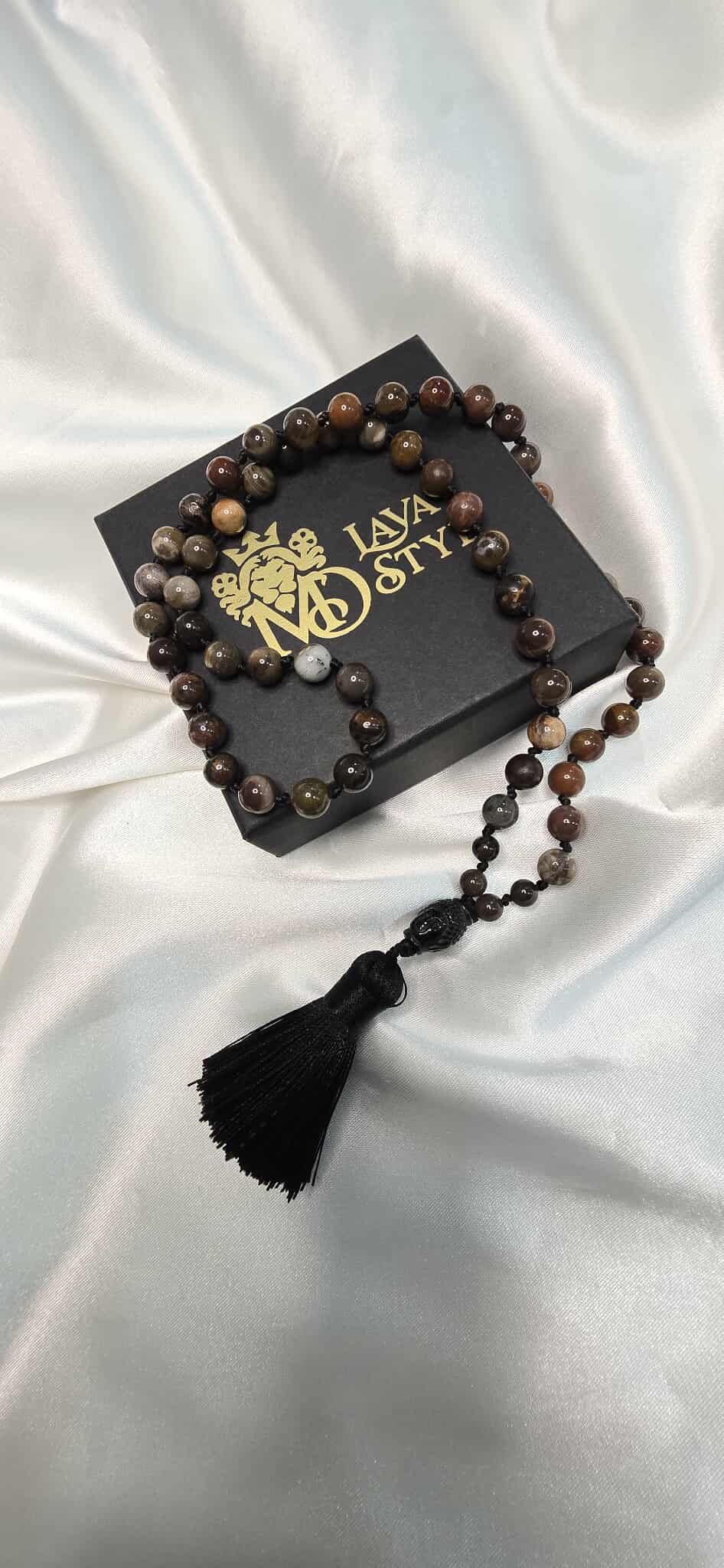 Minerálny náhrdelník Skamenené drevo – Buddha