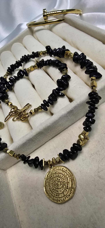 Dámsky minerálny náhrdelník Turmalín – Keltská minca