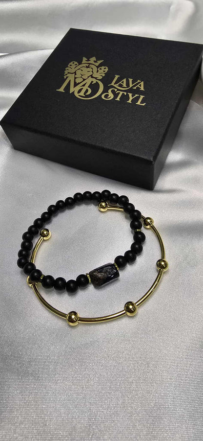 Onyx Stone & Tourmaline – partnerský náramok