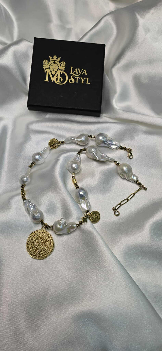 Náhrdelník s Barokových Bielych perál