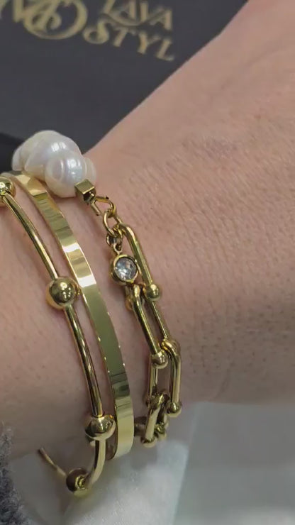 Duo Gold Pearl Bracelet