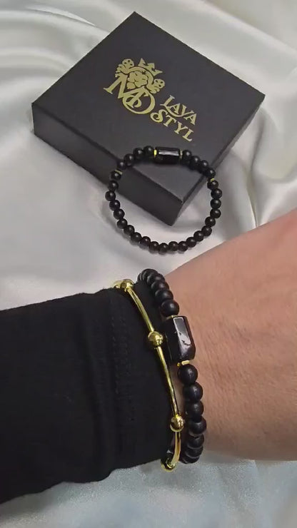 Onyx Stone & Tourmaline – partnerský náramok